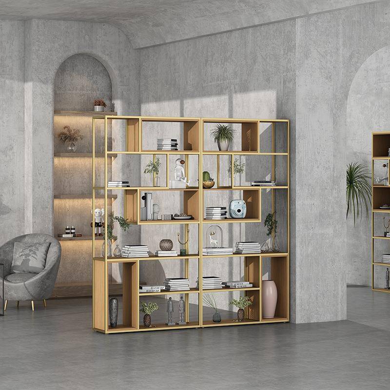 落地简约多层客厅展示架北欧风铁艺书架创意搁板隔断办公室置物架