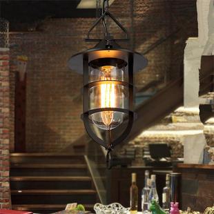 美式复古怀旧Loft乡村工业风卧室灯美式船坞吊灯阳台过道灯具玻璃