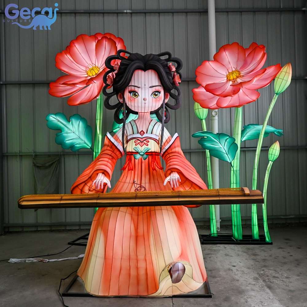 自贡现货国潮古风汉服少女创意花灯景区不夜城亮化彩灯灯会