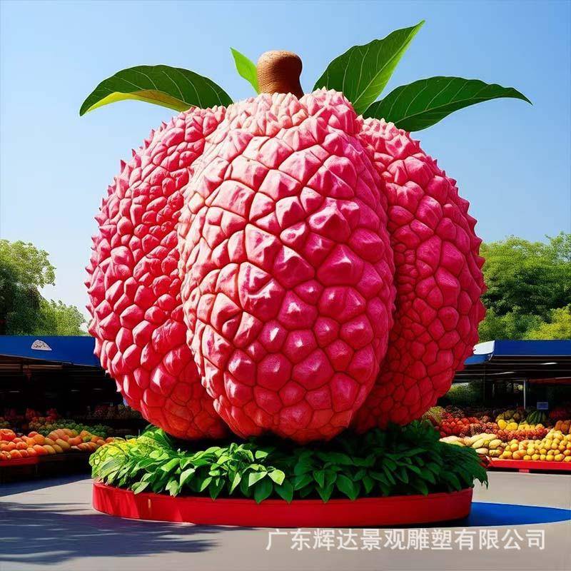 大型仿真荔枝玻璃钢雕塑美陈户外农场景观打卡水果店发光模型摆件