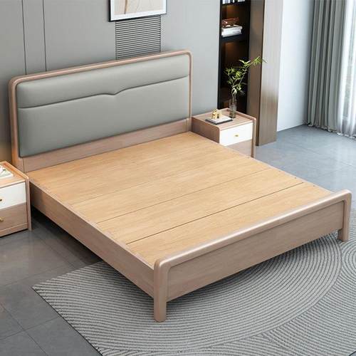 北欧全实木床1.8米主卧大床双人床1.5米轻奢现代简约储物婚床软包