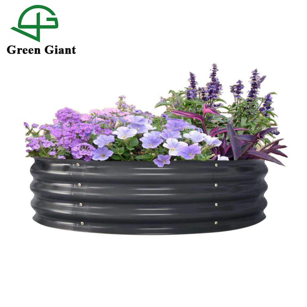 202311寸圆形金属高架花园床种植箱树领绿化花圃花箱树盆立体