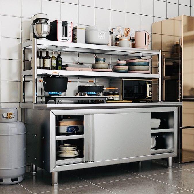 304加厚不锈钢工作台厨房操作台打荷台商用家用储物柜车间橱柜