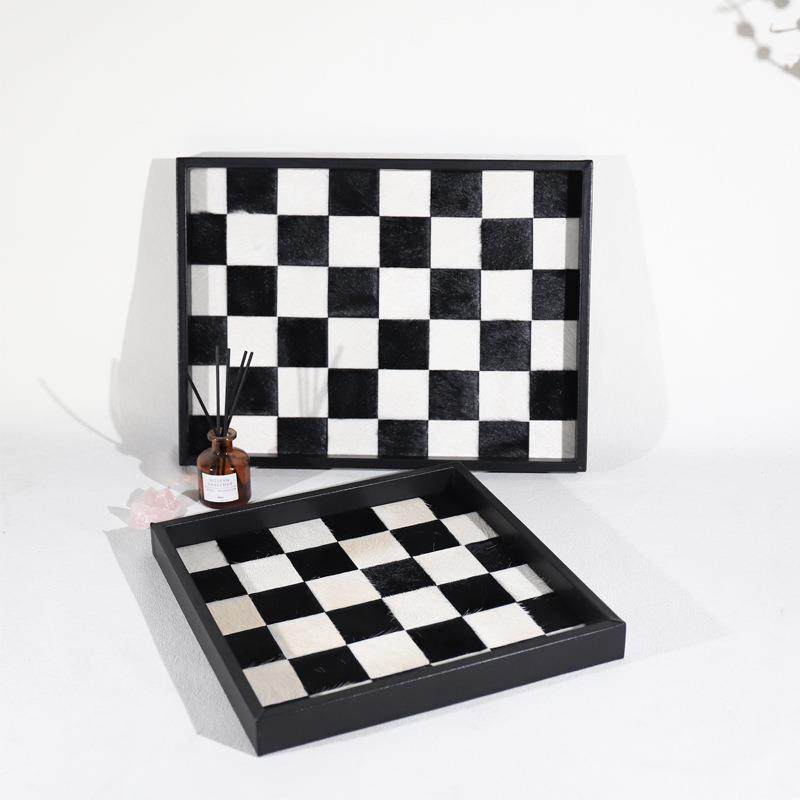 现代创意棋盘格撞色马毛托盘样板间家居客厅卧室首饰收纳盘新品,电子/电工,接线端子,淘宝优惠券,粉丝福利购,淘宝优惠卷