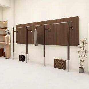 服装店铺设计展示架胡桃色衣服架落地靠墙货架女装店挂衣架陈列架