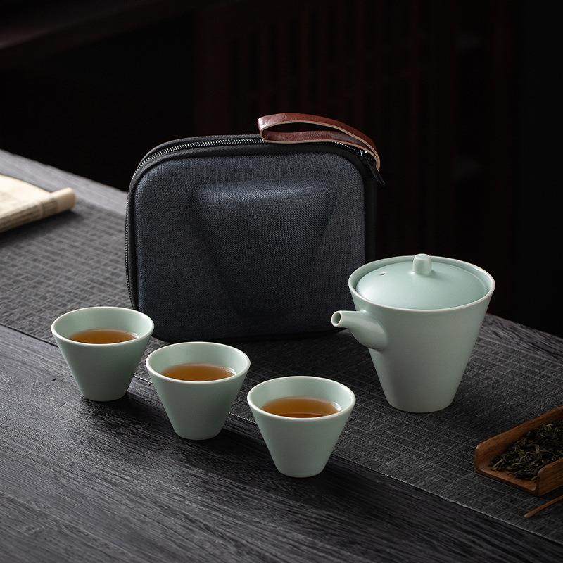 便携式汝窑旅行茶具小套装简易户外功夫手抓泡茶壶茶杯露营快客杯,基础建材,脚轮/万向轮,淘宝优惠券,粉丝福利购,淘宝优惠卷