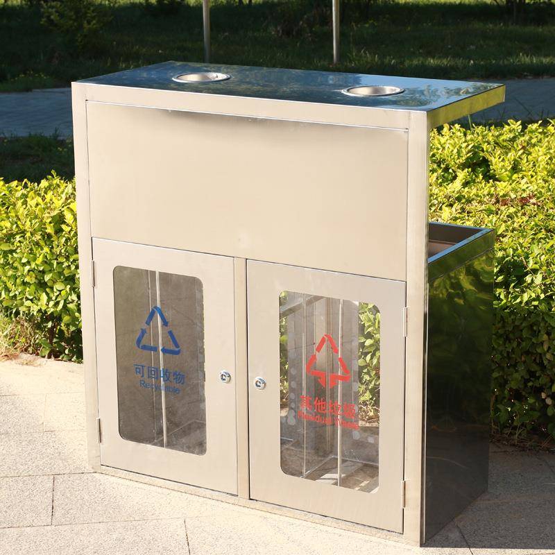 户外垃圾桶分类环卫商用室外公园景区小区大号金属果皮箱不锈钢
