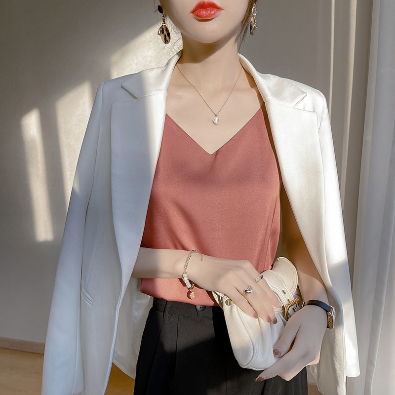进口三醋酸真丝吊带背心女夏桑蚕背心吊带