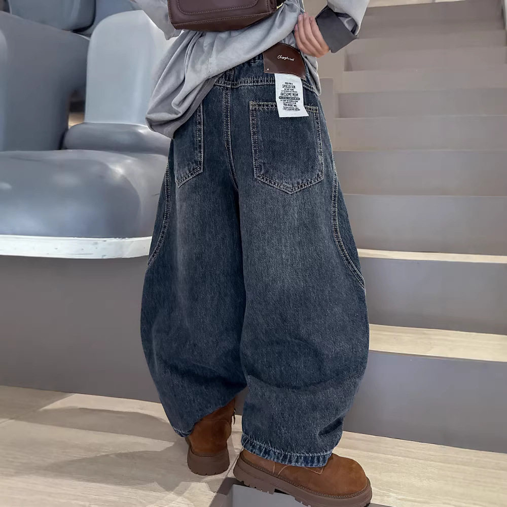 儿童春装牛仔裤春秋季直筒长裤2026新款中大童洋气痞帅风男童裤子