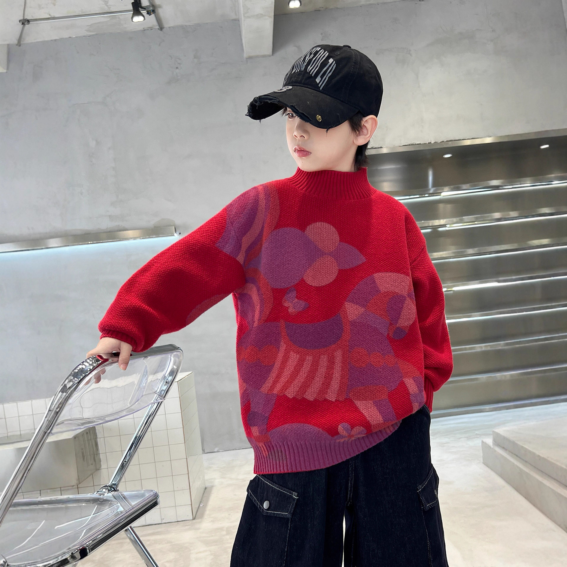 男童本命年红色毛衣秋冬2025新款儿童马年拜年服12岁喜庆过年衣服