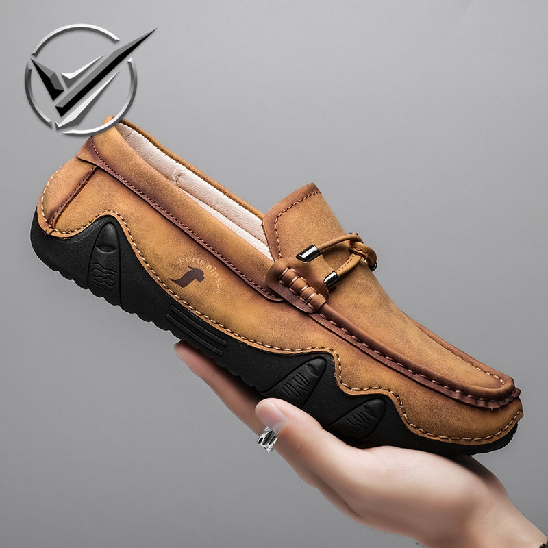 2024春新款男士休闲皮鞋手工缝制一脚蹬驾车豆豆鞋八爪鱼男鞋,流行男鞋,单鞋,淘宝优惠券,粉丝福利购,淘宝优惠卷