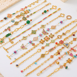 新中式复古精致彩色滴油蝴蝶手链轻奢高级感时尚百搭小众气质手饰