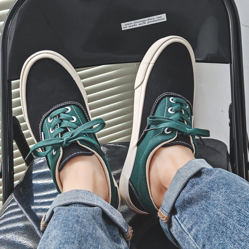 兜川2025夏季新款情侣拼色帆布鞋男士休闲潮鞋百搭运动学生板鞋子,流行男鞋,布鞋,淘宝优惠券,粉丝福利购,淘宝优惠卷