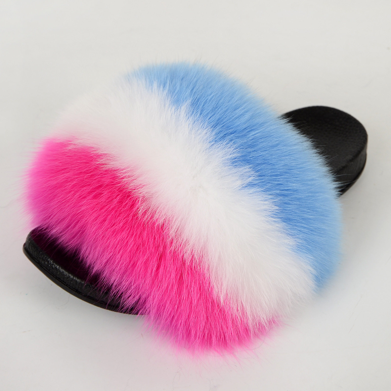 2021新款外贸毛毛拖鞋女夏外穿狐狸毛拖鞋皮草拖鞋pvc一字拖