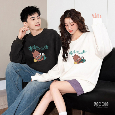 FOG RIO高街2025圆领连帽卫衣男潮牌女春秋新款套头休闲宽松上衣2