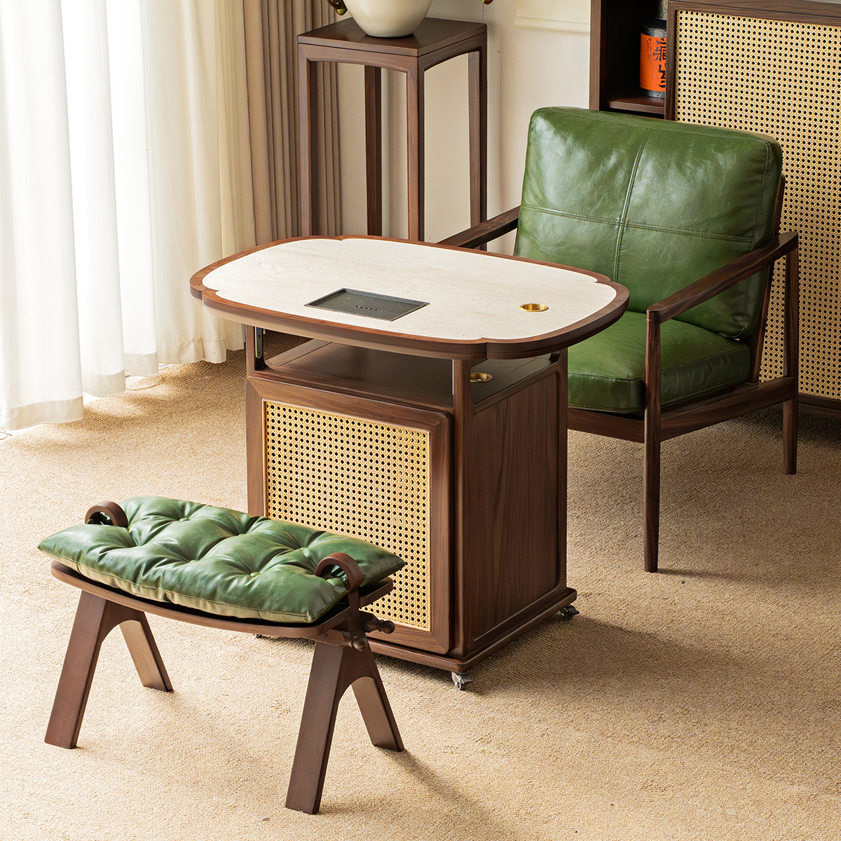 单里四叶草实木可移动茶桌客厅茶水柜带小户型阳台小茶台茶几中古,住宅家具,移动茶台/茶桌,淘宝优惠券,粉丝福利购,淘宝优惠卷