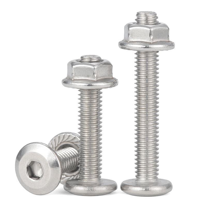 304不锈钢大平头内六角螺丝螺母套装薄头倒边家具螺丝M3M4M5M6M8