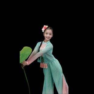 小荷叶舞蹈服莲叶翩翩演出服江南可采莲古典舞表演服荷花莲花道具