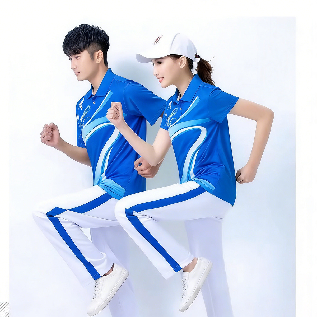 新款夏季短袖运动套装男女健步走广场舞体操服两件套速干休闲