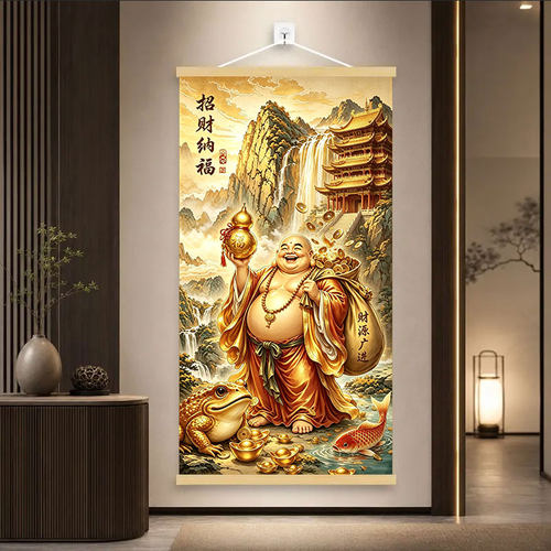 大肚弥勒佛挂画客厅招财纳福财源