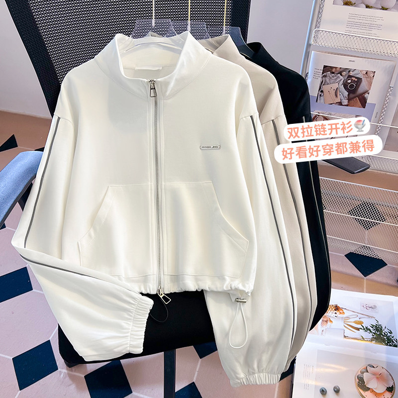 美式辣妹休闲小个子短款外套女2025早秋立领长袖上衣拉链开衫