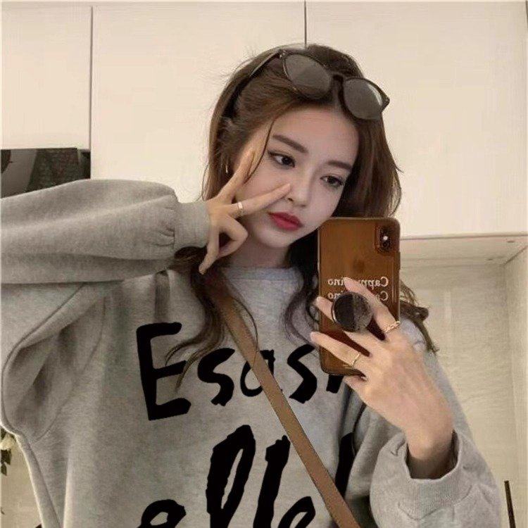 官图 实价 仿棉华棉复合-薄款310g加绒400g 圆领卫衣女印花跨境