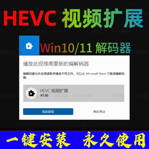 HEVC视频扩展编解码器插件解决win10/11视频打不开工具远程安装