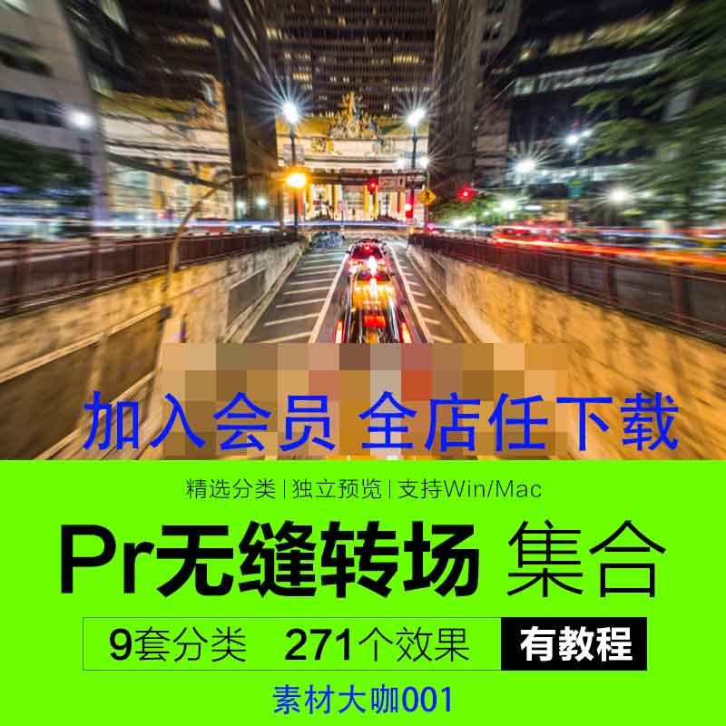 pr转场模板win\Mac扭曲无缝平移推拉过渡特效视频素材预设包插件