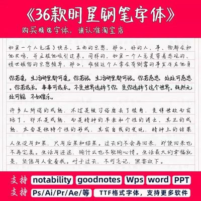 ipad/goodnotes/notability字体word/wps中英文硬笔手写钢笔字体