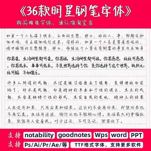 ipad/goodnotes/notability字体word/wps中英文硬笔手写钢笔字体