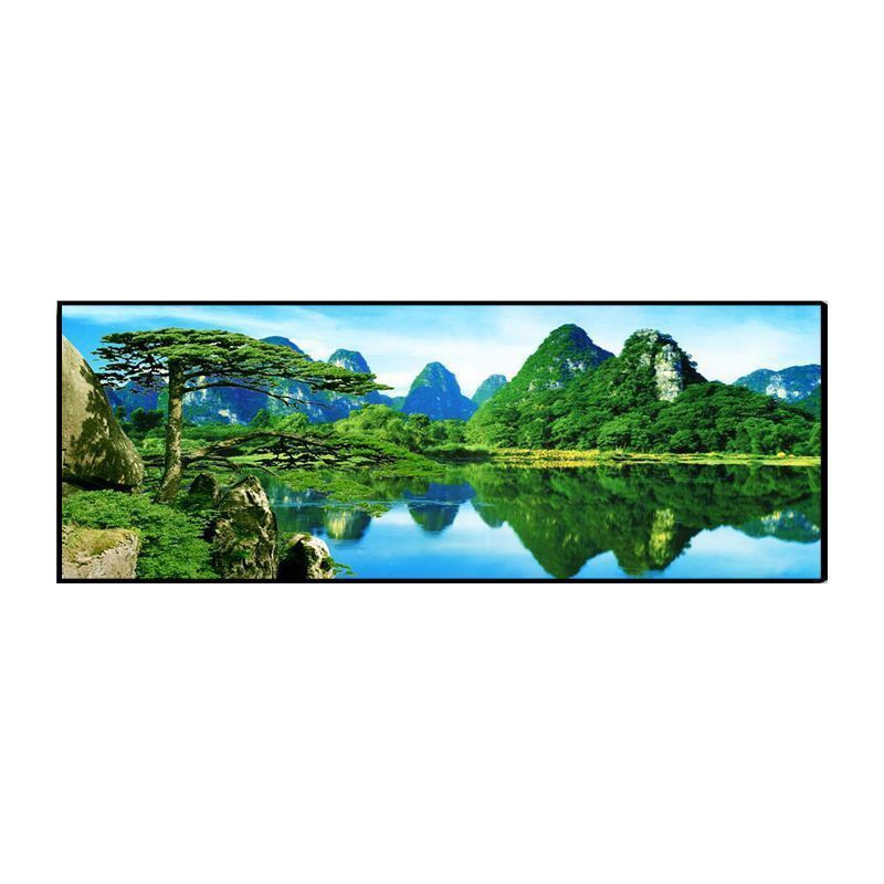 新款客厅山水风景装饰画横版简约招财风水画沙发背景墙壁自粘贴画