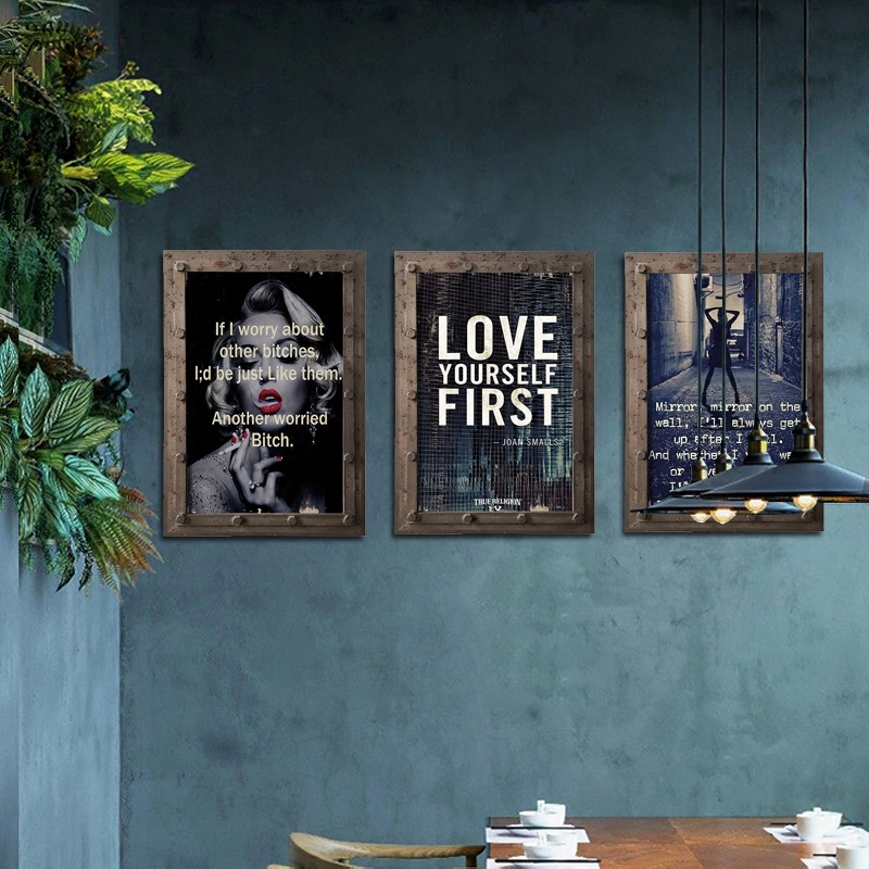 纽约公寓复古黑白人物工业风酒吧咖啡馆墙面装饰挂件loft字母挂画图片