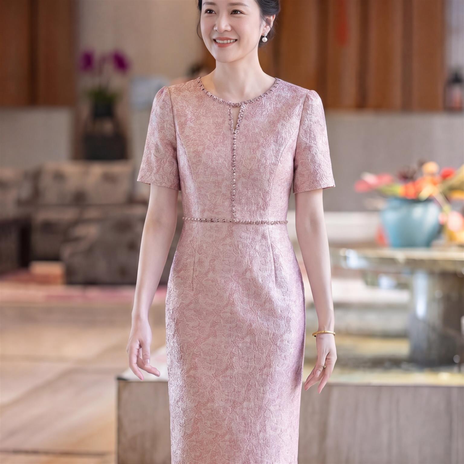 如翡2026新款显瘦妈妈婚宴中长款旗袍高端喜婆婆礼服气质中式