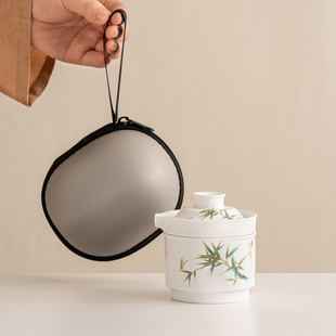 陶瓷泡茶单人旅行茶具一壶一杯一人饮女士户外便携式收纳包快客杯