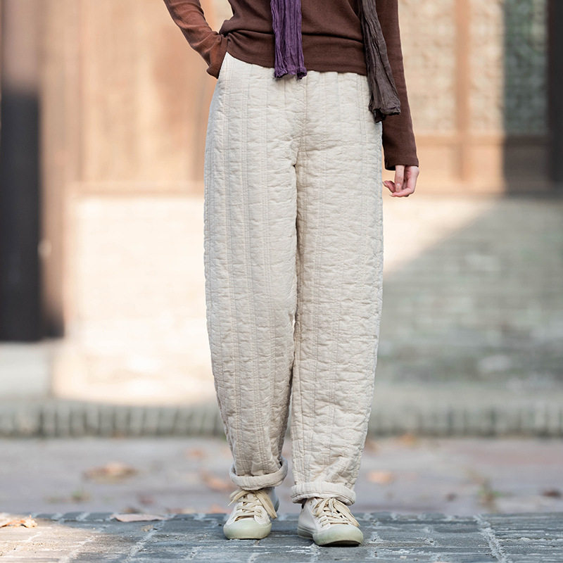 外穿亚麻绗线夹棉裤女2025冬复古宽松禅意中老年妈妈棉麻加棉棉裤,女装/女士精品,棉裤/羽绒裤,淘宝优惠券,粉丝福利购,淘宝优惠卷