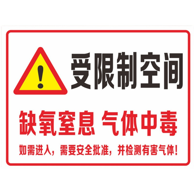 受限制提示标识缺氧窒息气体中毒警示有限空间铝板反光标志指示牌