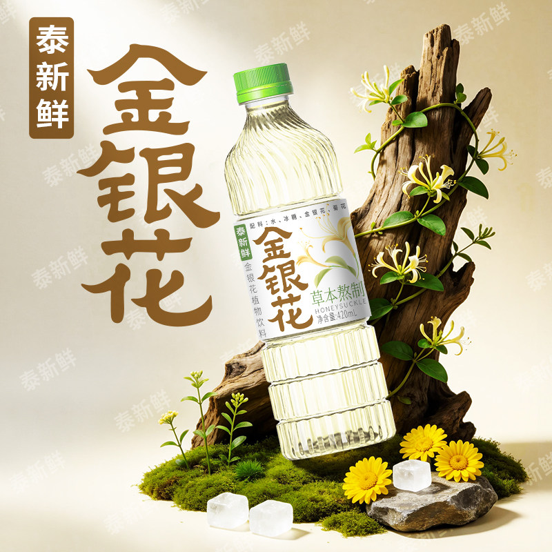 泰新鲜金银花茶植物饮料420ml*6瓶草本熬制清凉即饮草本凉茶饮品