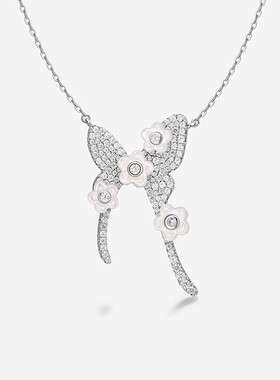 何方HEFANG[新品]珠宝贝母花花蝴蝶项链陈都灵轻奢优雅生日礼物女