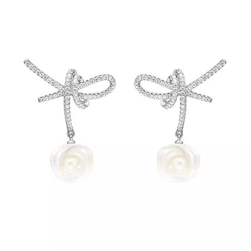 优雅高级时尚白玫瑰耳环女