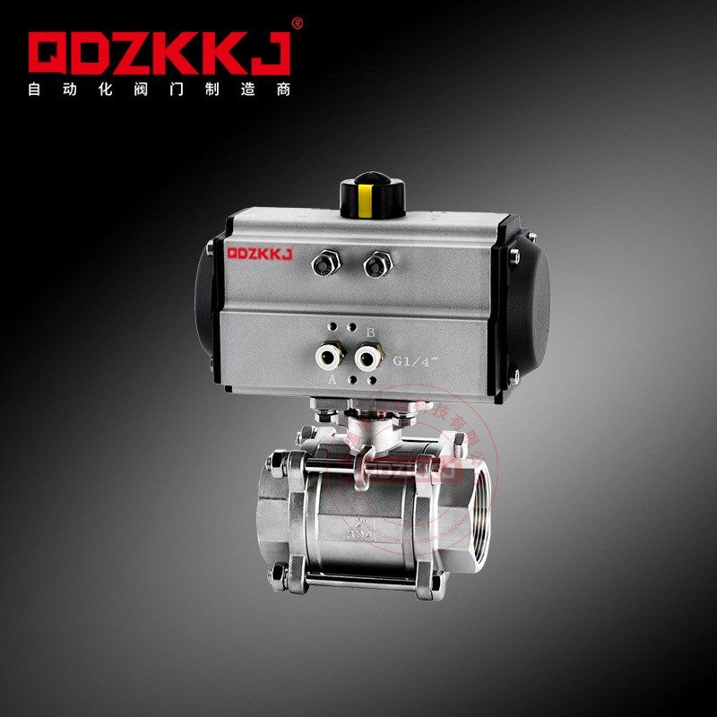 气动球阀Q611F-16P内螺纹304不锈钢气动三片式丝口球阀DN15 20 25,五金/工具,球阀,淘宝优惠券,粉丝福利购,淘宝优惠卷