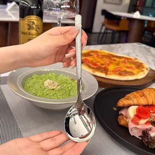 高颜值韩式锤纹不锈钢西餐主餐勺主餐吃饭勺子长柄调羹汤勺