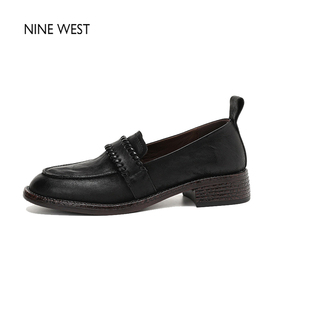 清仓款 真皮百搭不累脚单鞋 Nine 玖熙英伦风粗跟小皮鞋 女 West