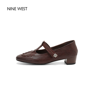 West Nine 玖熙英伦风粗跟浅口复古小皮鞋 乐福鞋 女 单鞋 清仓款