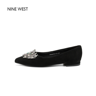 清仓款 羊皮不累脚真皮法式 Nine 玖熙尖头浅口平底鞋 单鞋 West