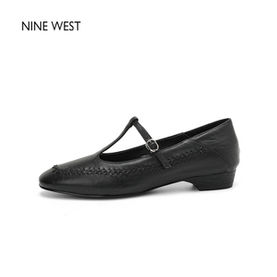 清仓款 真皮单鞋 Nine 玖熙英伦风浅口粗跟小皮鞋 女外穿 West