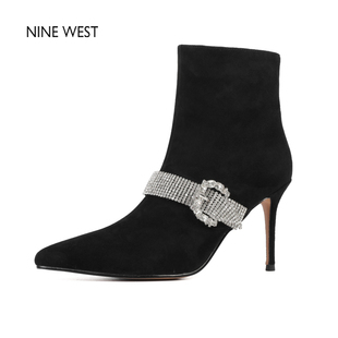 玖熙尖头水钻职业通勤时装 West Nine 瘦瘦靴短靴不累脚 清仓款
