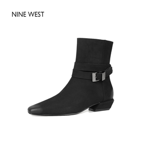 玖熙方头气质时装 West Nine 靴西部牛仔靴短靴女靴冬 清仓款