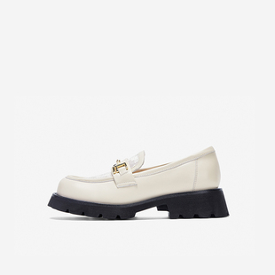 West 女圆头蕾丝网面衔扣厚底女鞋 玖熙2025年春季 乐福鞋 新款 Nine