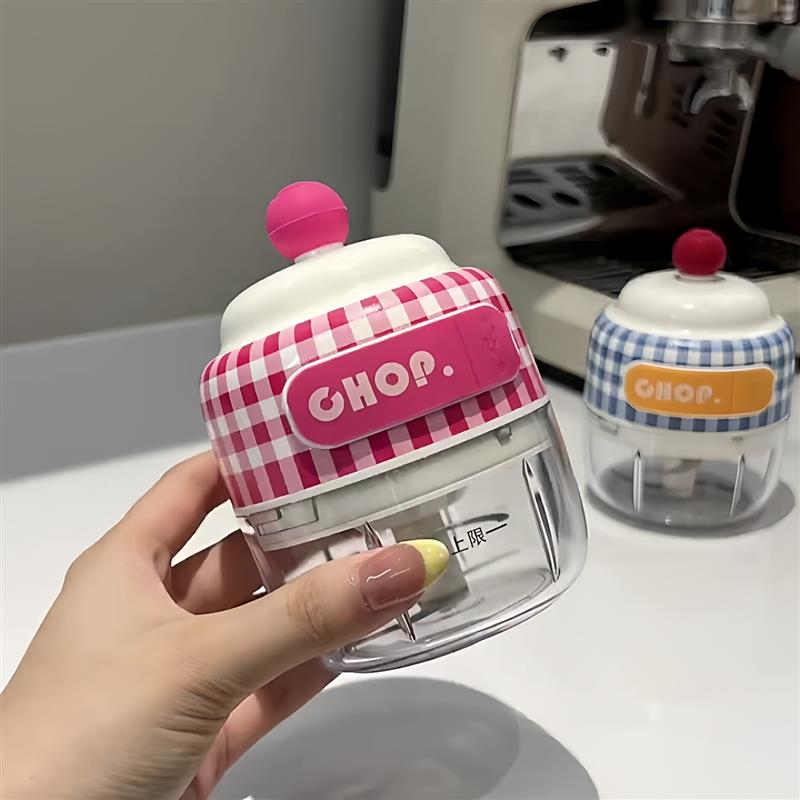 热销电动料理奶昔压蒜器器家用迷你榨汁机格子红绞肉机蒜泥机器杯