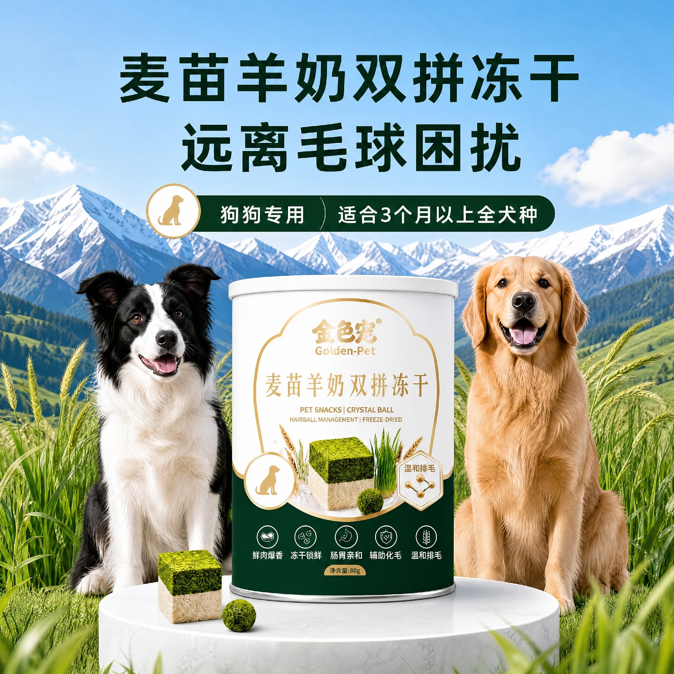 【新品热卖】宠物零食麦苗羊奶双狗冻干零食